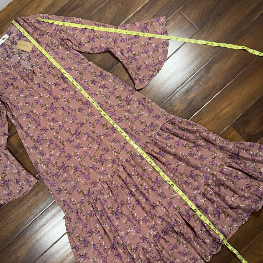 Natural Life Women's‎ Size Small Floral Bell Sleeve Dance With Me Maxi Dress - Picture 4 of 10